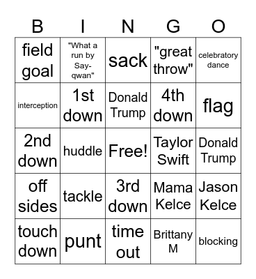 SUPERBOWL BINGO Card