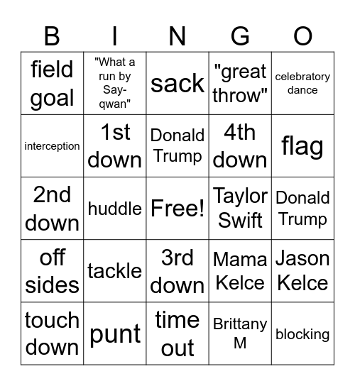 SUPERBOWL BINGO Card