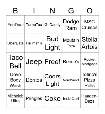 Super Bowl 2025 Bingo Card