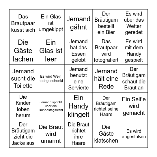 Hochzeitsbingo Card