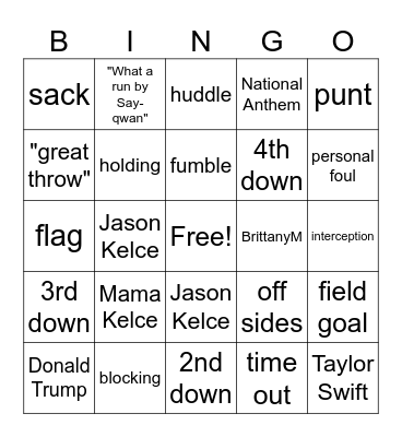 SUPERBOWL BINGO Card