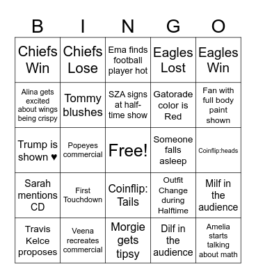SUPERBOWL 2025 Bingo Card