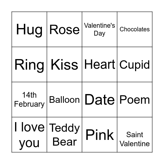 Valentine's Day Bingo Card