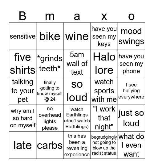 Bmaxo Bingo Card