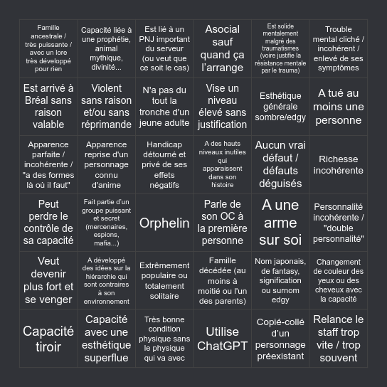 Bingo UnO Bréal Bingo Card
