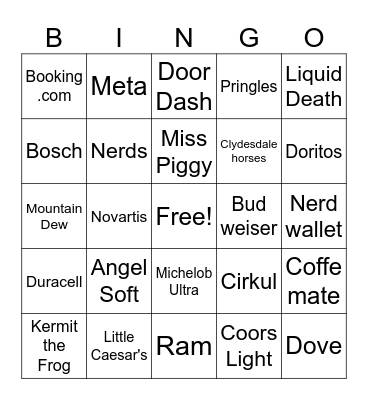 SUPERBOWL Commercial Bingo Card