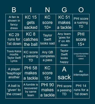 Super Bowl LIX Bingo Card