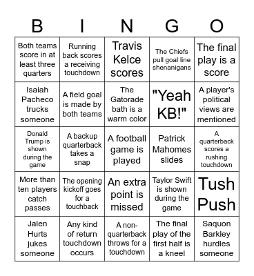 Super Bowl LIX Bingo Card