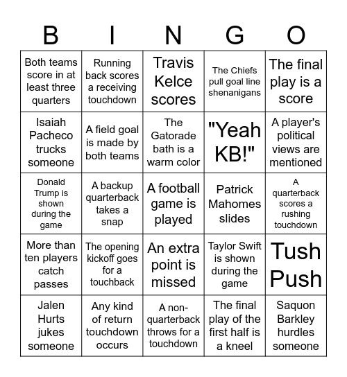 Super Bowl LIX Bingo Card