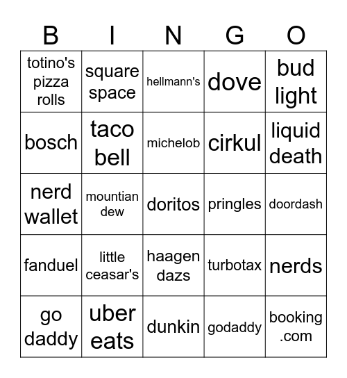 super bowl bingo 2025 Bingo Card