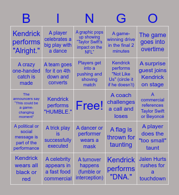 SUPERBOWL BINGO Card