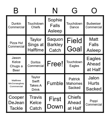 Super Bowl LIX Bingo Card