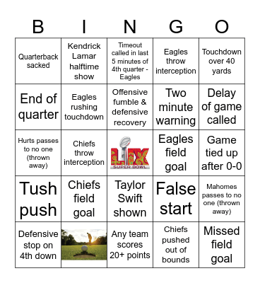 Super Bowl 2025 Bingo Card