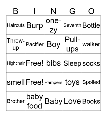 Baby Sevynn Bingo Card
