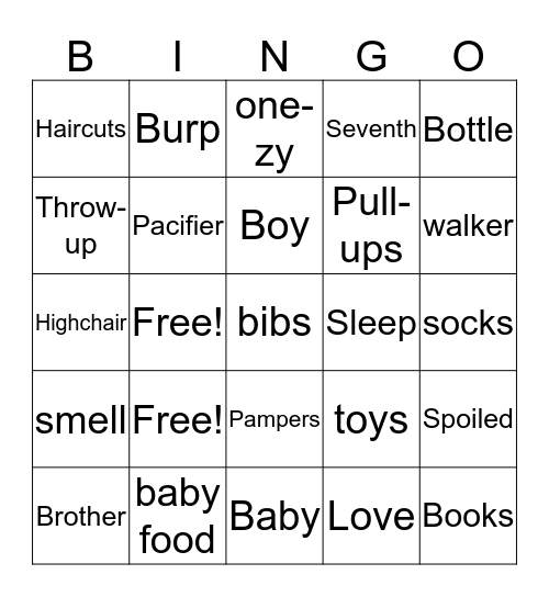 Baby Sevynn Bingo Card