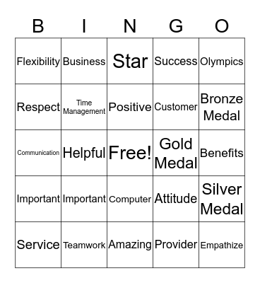 Customer Service Week Bingo Card