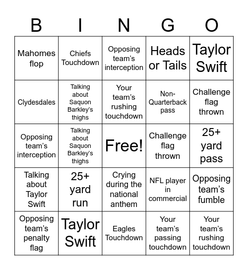 Go ____________! Bingo Card