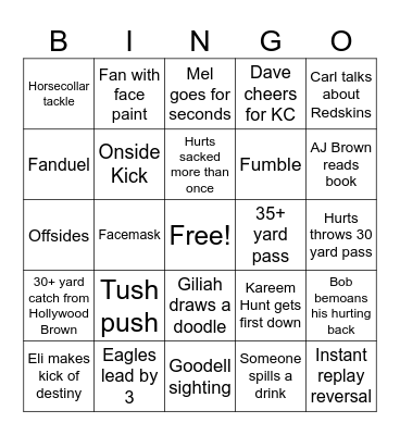 Super Bowl LIX Bingo Card
