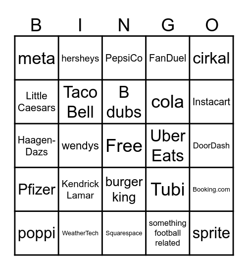 SUPERBOWL BINGO Card