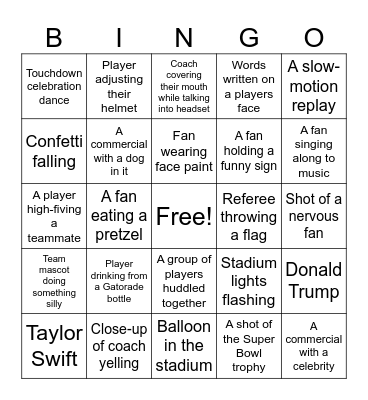 Super Bowl Bingo Card