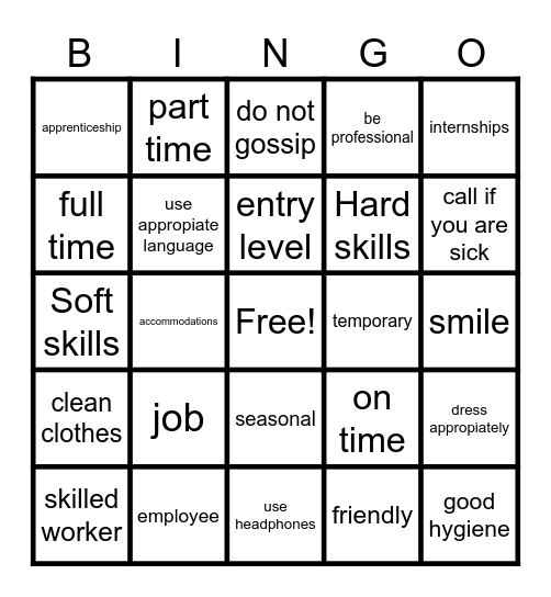 WORK Bingo Card