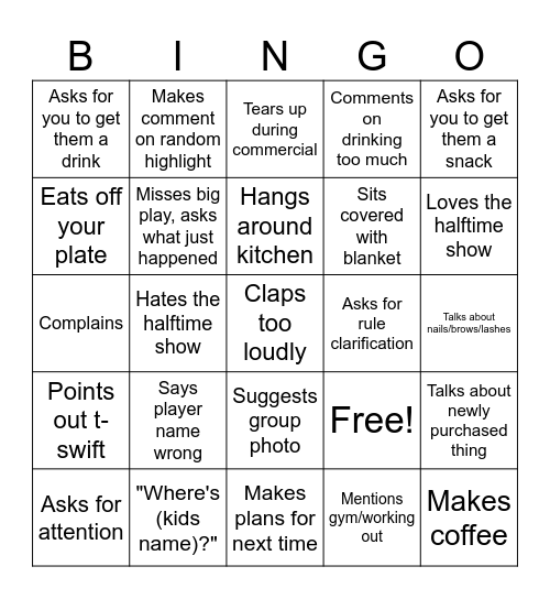 Wives SB Bingo Card