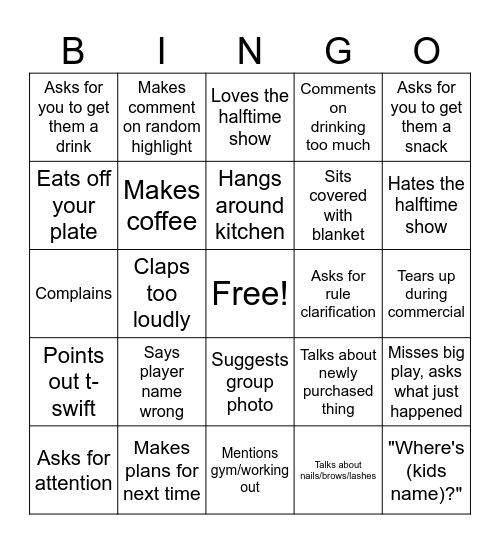 Wives SB Bingo Card