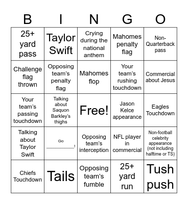 Go ____________! Bingo Card