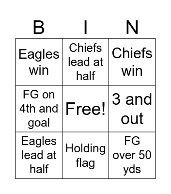 Water boy bingo Card
