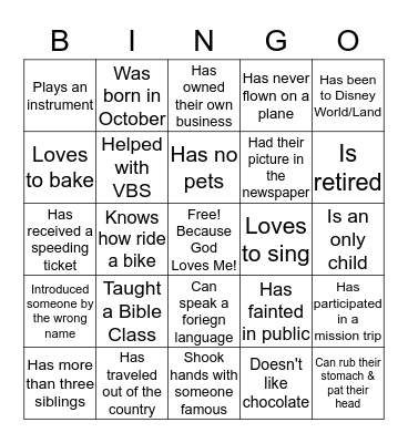 Find Someone Who: Bingo Card