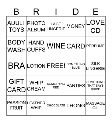 Gift Bingo  Bingo Card