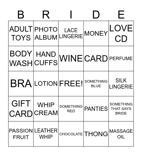 Gift Bingo  Bingo Card