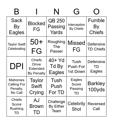 Super Bowl LIX Bingo Card