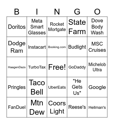 Superbowl LIX Bingo Card