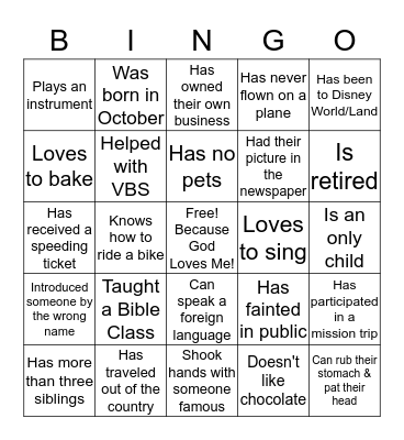 Find Someone Who: Bingo Card