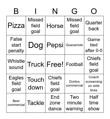 Souper Bowl Bingo Card
