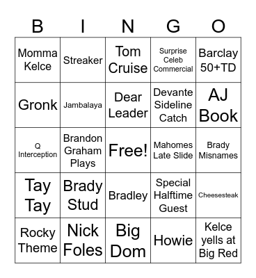 Superbowl 59 Bingo! Bingo Card