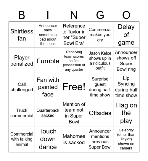 I Hope Both Teams Lose Bingo 2025 Bingo Card