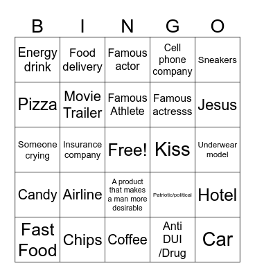 Commercials! Bingo Card