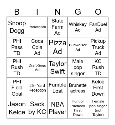 🏈 BIG GAME BINGO 🏈 Bingo Card