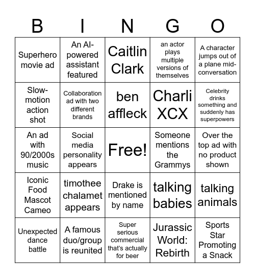 SUPERBOWL BINGO Card
