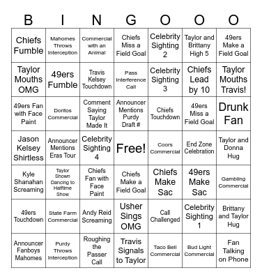 SUPERBOWL BINGO 2024 Bingo Card