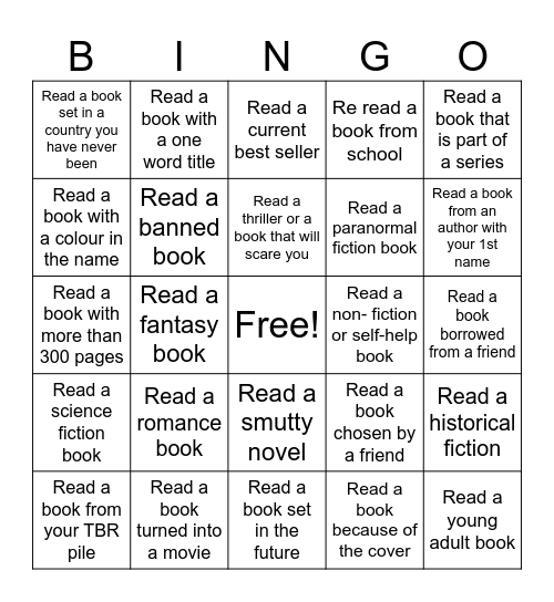 Book Club Bingo Card