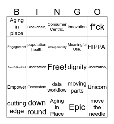 AARP After Hours BUZZWORD BINGO Card