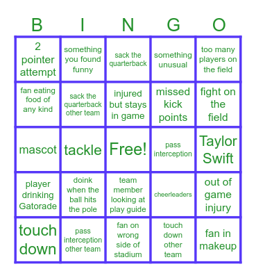 super bowl 59 Bingo Card
