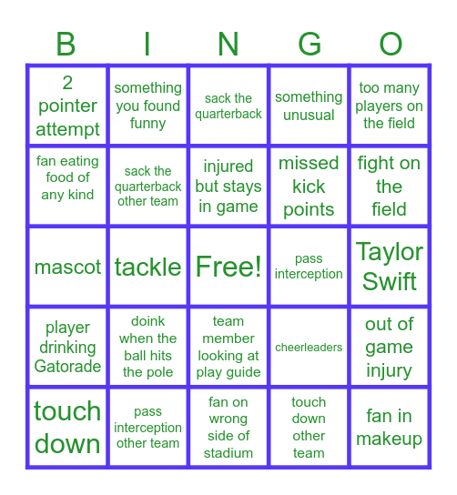super bowl 59 Bingo Card