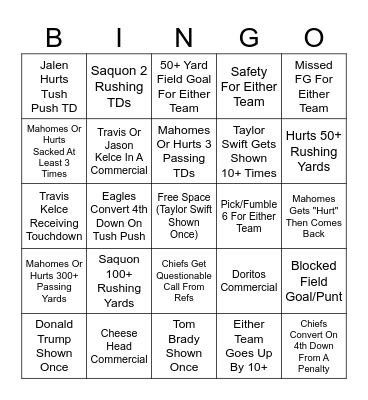 Super Bowl 59 Bingo (2025) Bingo Card