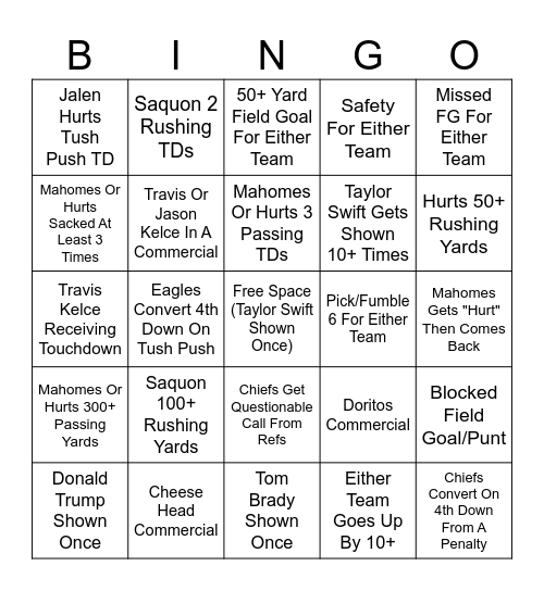 Super Bowl 59 Bingo (2025) Bingo Card