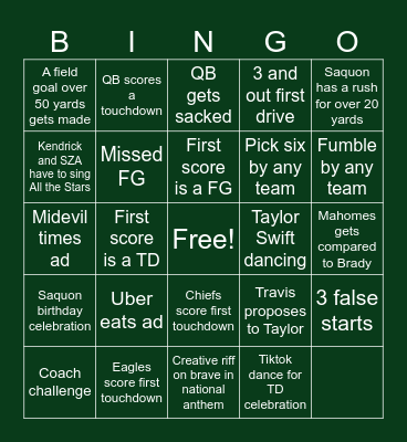 It’s Game Time Bingo Card