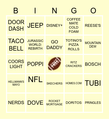 SUPER BOWL LIX COMMERCIAL BINGO Card